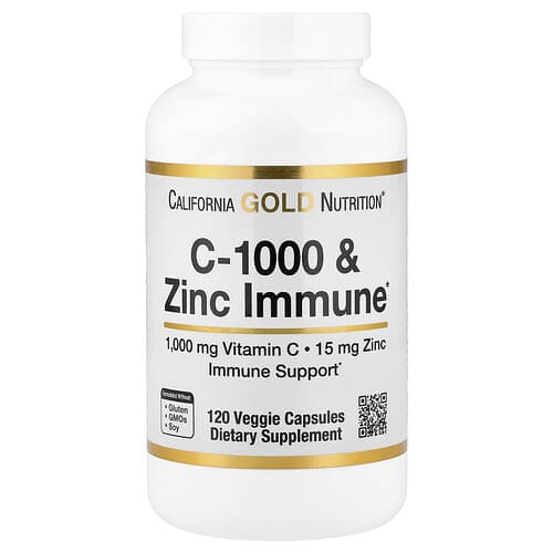 California Gold California Gold Nutrition C-1000 & Zinc Immune ベジカプセル120粒 パッケージ画像