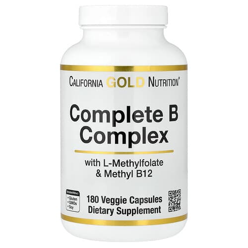 California Gold California Gold Nutrition、コンプリート B コンプレックス L-メチルフォレート配合 メチルコバラミンB12、ベジカプセル180粒 パッケージ画像