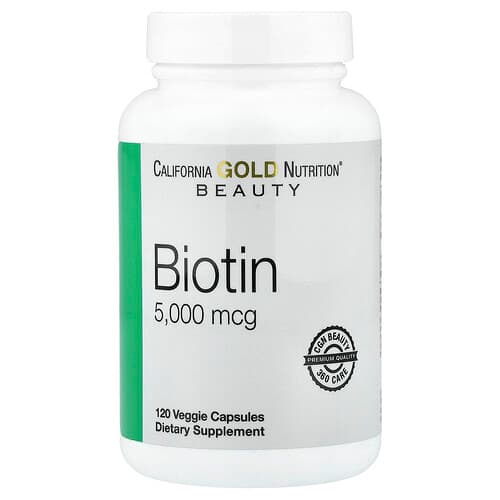 California Gold California Gold Nutrition ビオチン 5,000mcg ベジカプセル120粒 パッケージ画像
