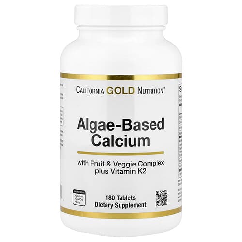 California Gold California Gold Nutrition アルゲベースド カルシウム ビタミンD3 マグネシウム オーガニックストロベリー・ラズベリー・ブルーベリー 180タブレット パッケージ画像